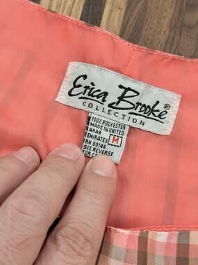 Erica Brooke Collection Pink Brown Plaid 2 Piece Pants Tank Set Med Vintage